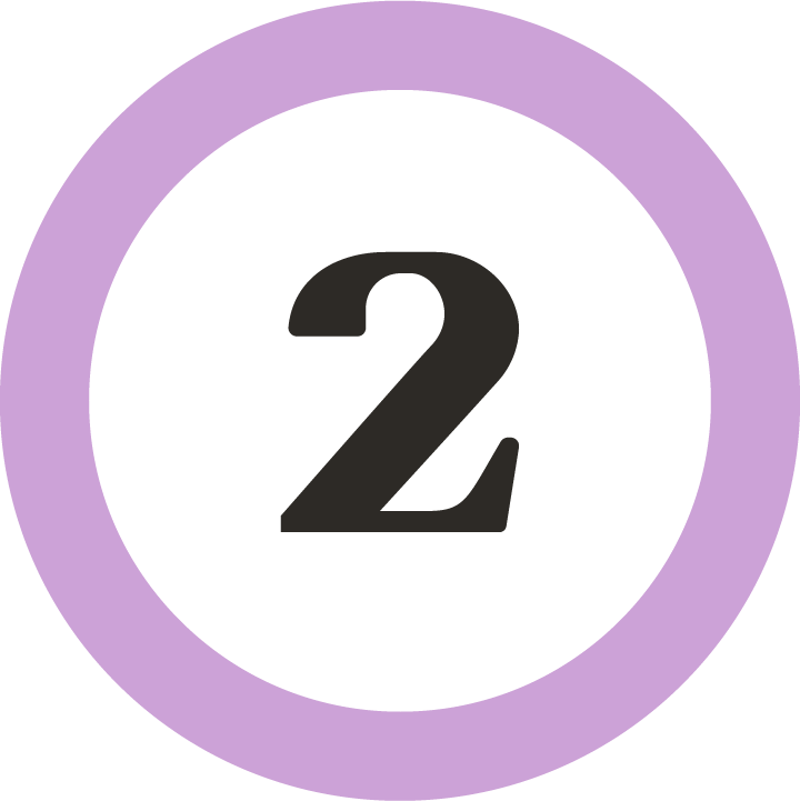 Large number 2 inside lavender circle