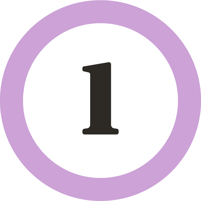 Large number 1 inside of lavender circle