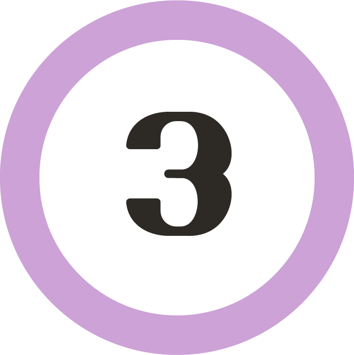 Large number 3 inside lavender circle